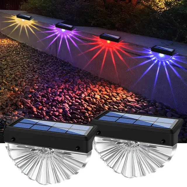 Solarne oświetlenie pokładowe Zewnętrzne wodoodporne światła LED do patio Schody Podwórko Ścieżka ogrodowa Krok i ogrodzenia Ciepła biel / zmiana koloru