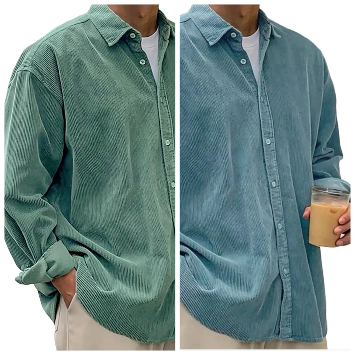 

Сплошной цвет, вельветовая винтажная рубашка для мужчин, весенняя модная простая базовая блузка с длинным рукавом, американский стиль, плотные пальто хорошего качества