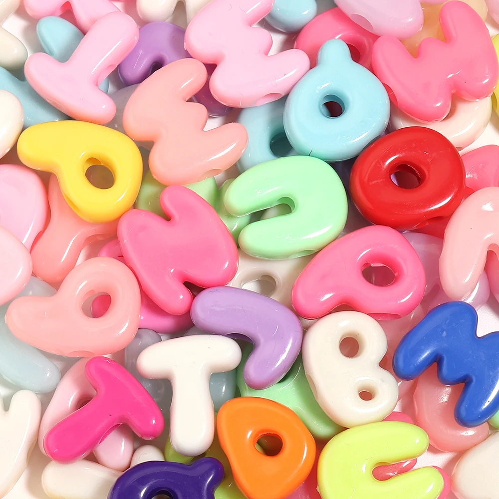 30pcs Mixed Style Cute English Acrylic Letter Beads for Jewelry Making Loose Spacer Big Hole Bead DIY Bracelet Necklace Wholesal