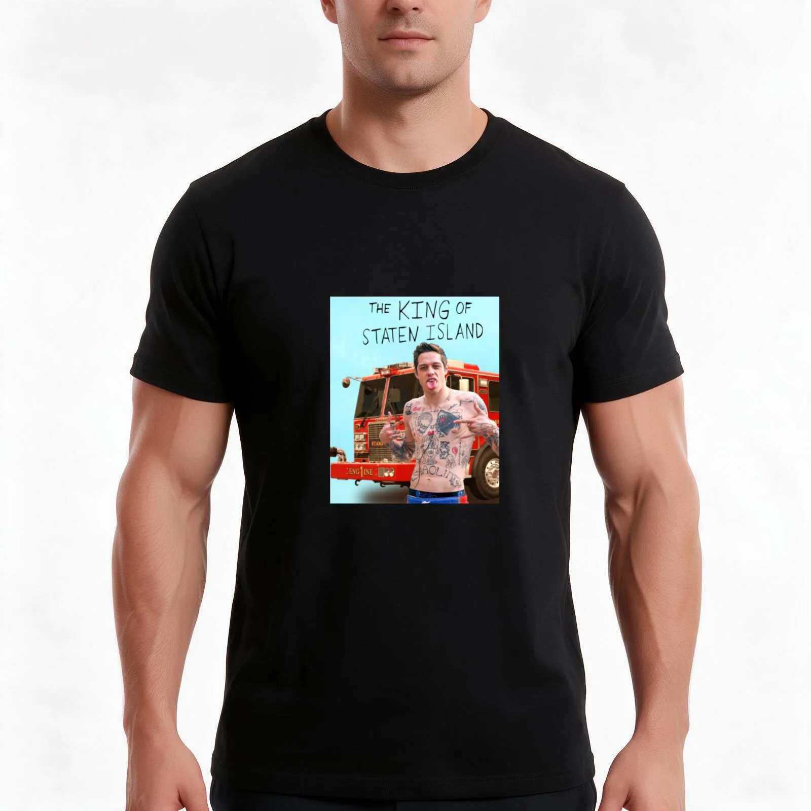 The King of Staten Island Pete Davidson Poster Design T-Shirt, Summer Casual Cotton Tee, Oversized Streetwear Tops, 100% Cotton