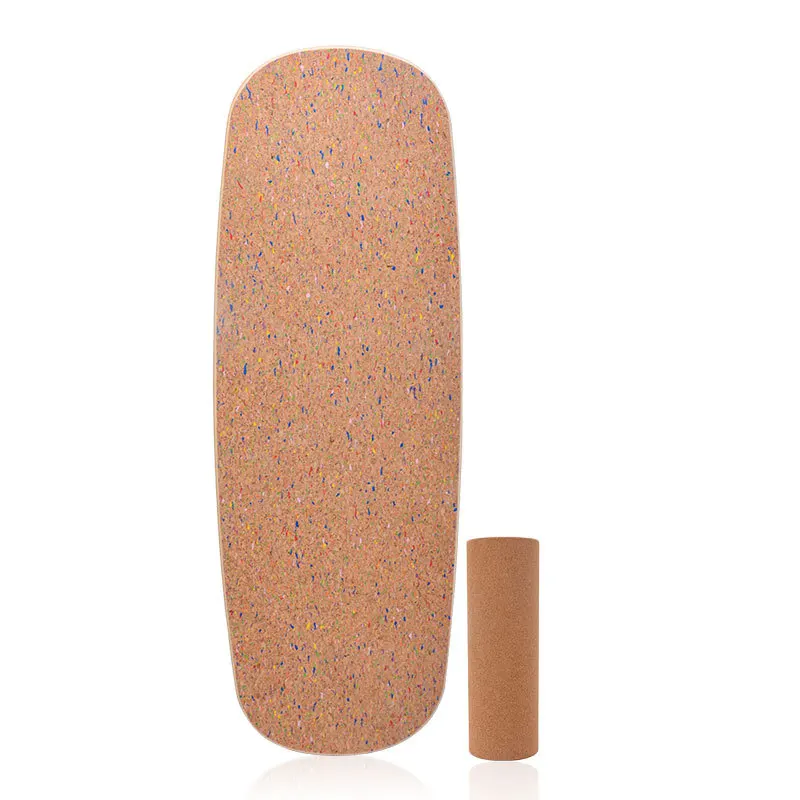Wooden Balance Board with Cork Roller, Gym Fitness Stability Trainer