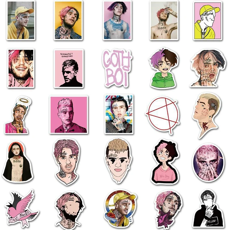 50PCS Star Rap Singer Lil Peep Originality Graffiti Stickers Skateboard Computer Guitar Phone Case Decoration Waterproof Sticker