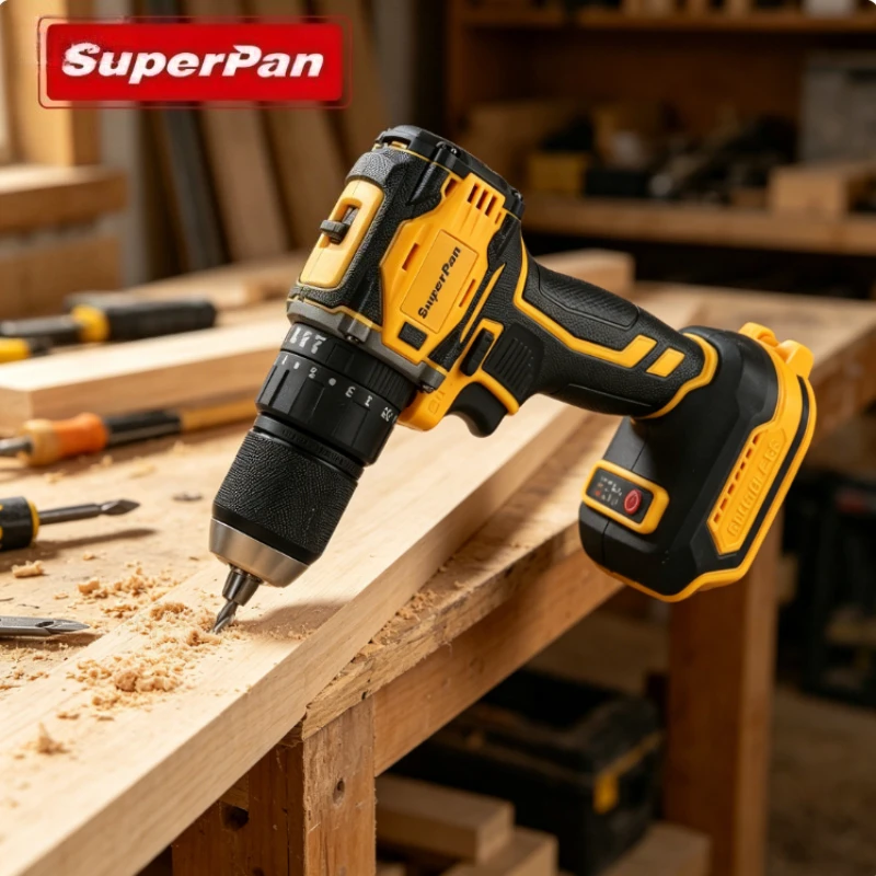 

Бесщеточная аккумуляторная дрель-шуруповерт SuperPan с высоким крутящим моментом 60 Нм, 1700 об/мин, для работы по дереву и металлу, только инструмент