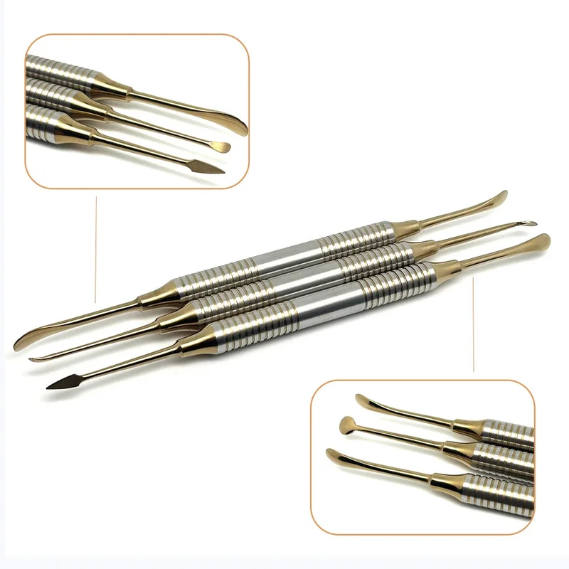 3Pcs Double-Ended Dental Periosteal Elevator Set, Titanium-Coated  Instruments for Oral Surgery and Implant Procedures