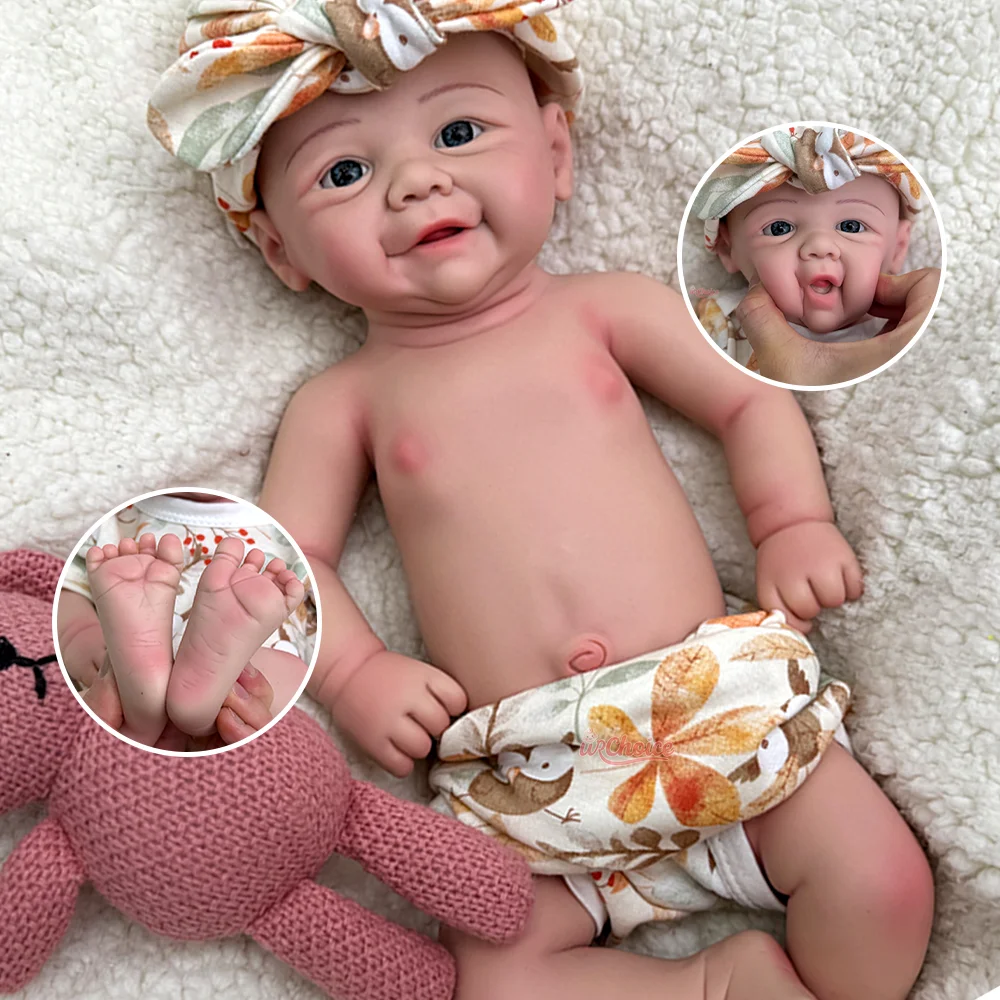 

Vivienne 17 "силиконовая кукла реборн для девочек, реалистичная кукла художника для энтузиастов, реборн для новорожденных, улыбающийся силиконовый реборн для малышей