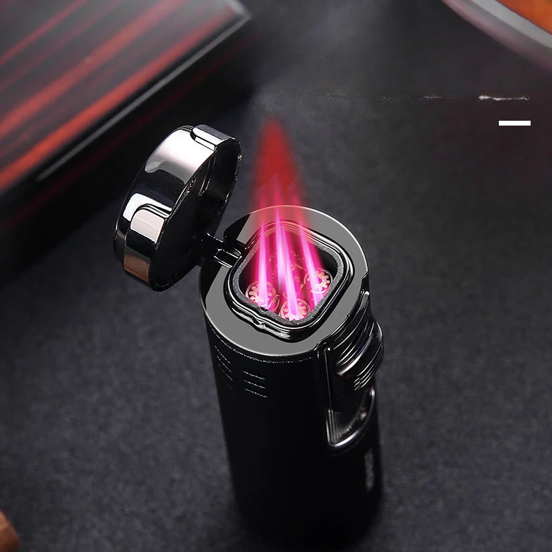 Windproof Fakkel Jet Aansteker Spuitpistool Turbo Gas 1300 C Metaal Vier Nozzles Butaan Sigaar Sigaretten Aanstekers Rookaccessoires