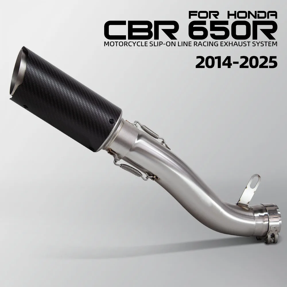 

Для Honda CBR650R CB650R CBR650F CB650F 2014-2025 мотоциклетная надеваемая выхлопная труба среднего звена, соединительный карбоновый глушитель