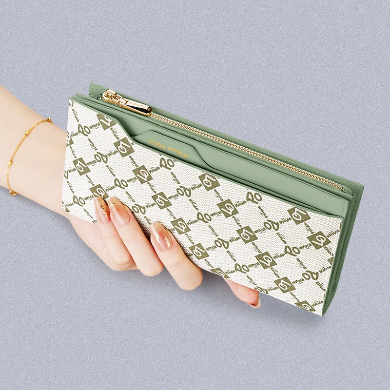 Women's printed wallet, long fashionable card holder, multifunctional handheld bag, wear-resistant phone bag