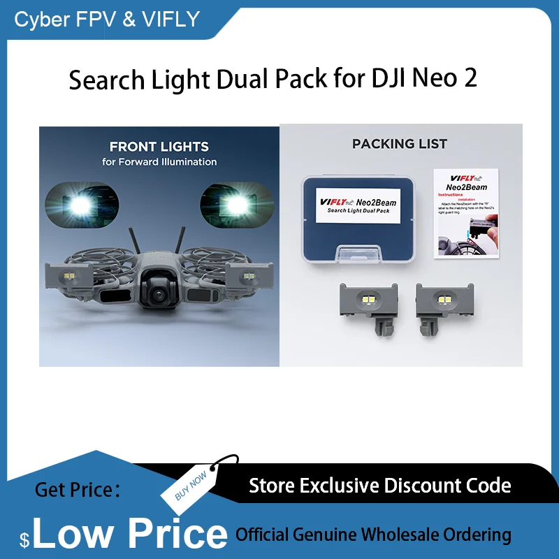 VIFLY Neo2Beam Search Light Dual Pack Compact Headlamp for DJI Neo 2