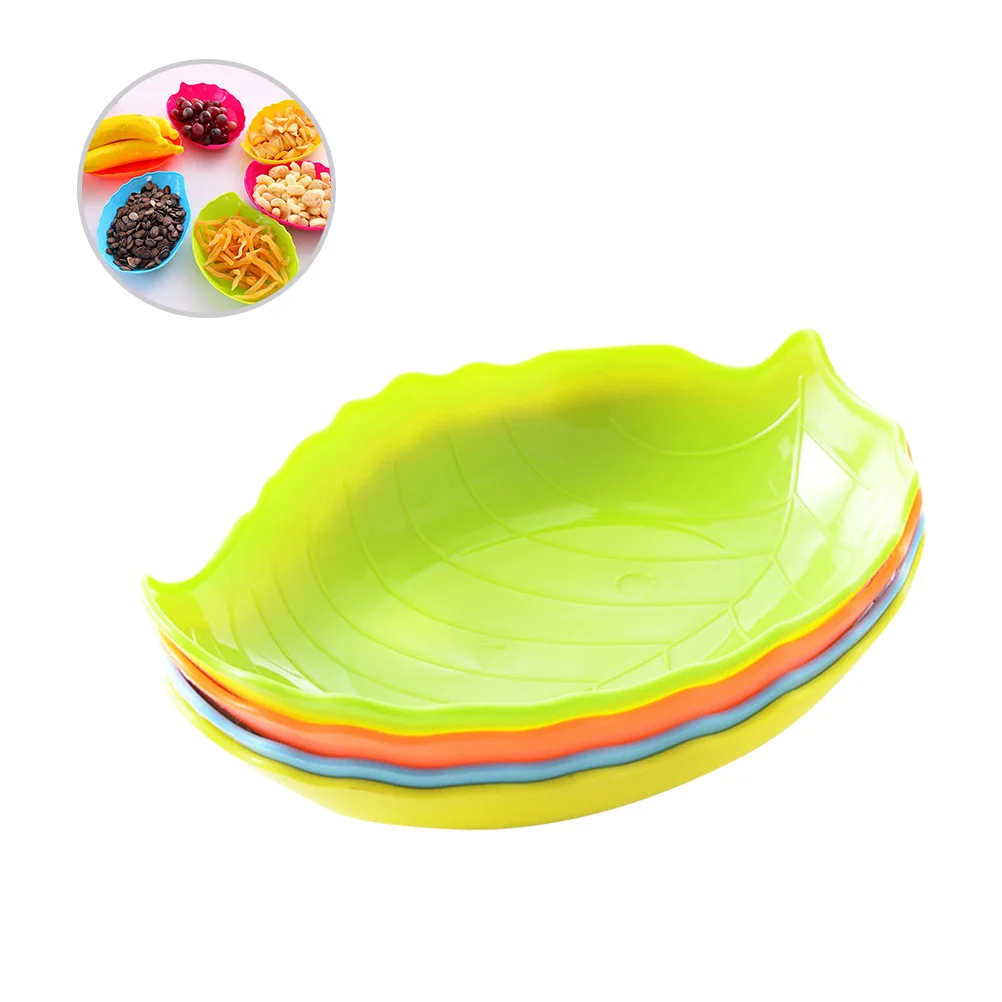 

10pcs Leaf Shape Fruit Plate Food-Grade Pp Candy Dish For Dessert Chocolate Nuts Cake Snack Kitchen Accessories Table Decor