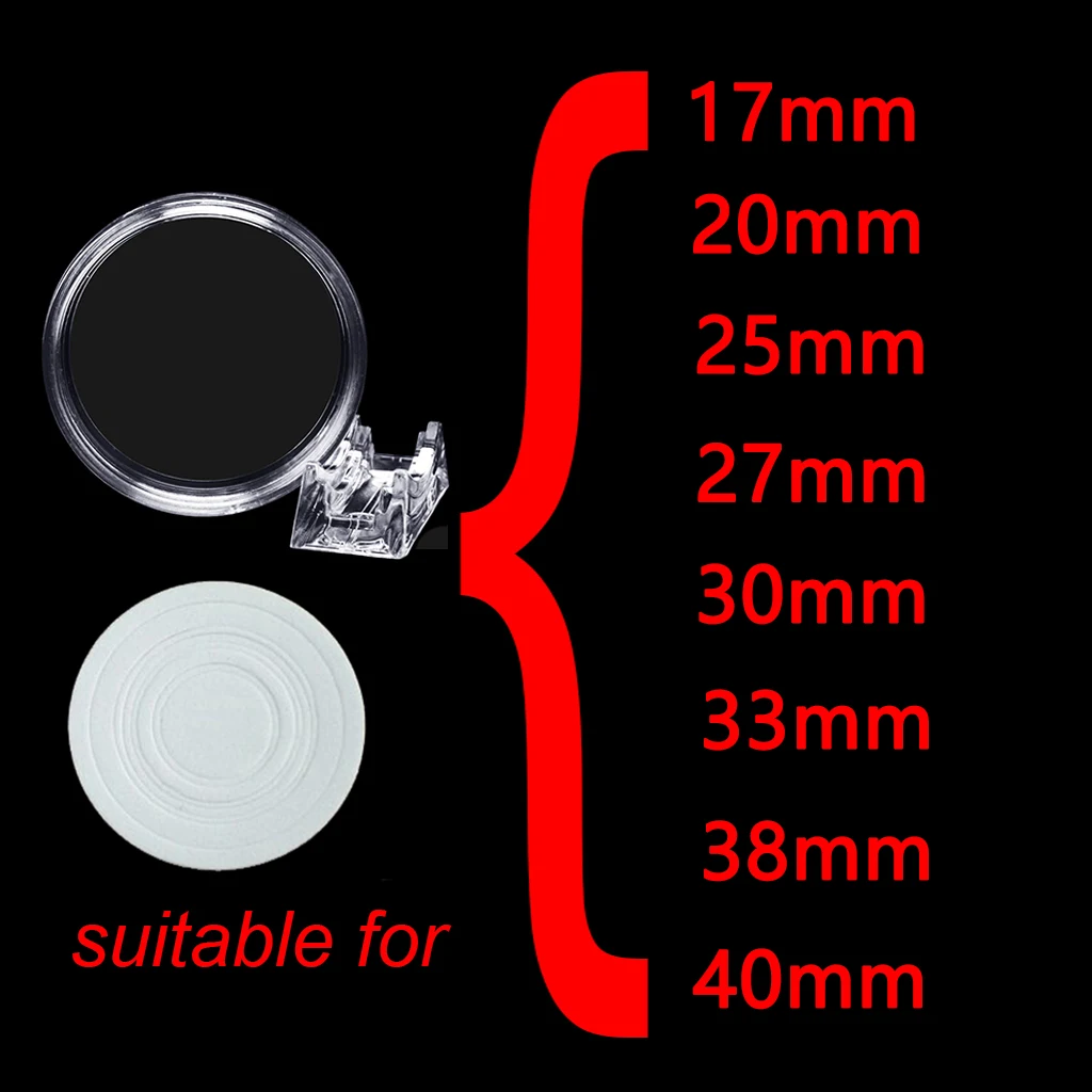 10PCS Clear Collection Coin Display Holder Capsule with Adjustable Gasket 17/20/25/27/30/33/38/40mm Coin Box Storage COrganizer