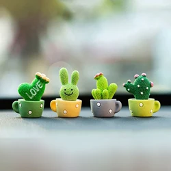 4pc/set Mini Simulation Succulent Cactus Resin Crafts Home Desktop Car Interior Decorative Ornaments