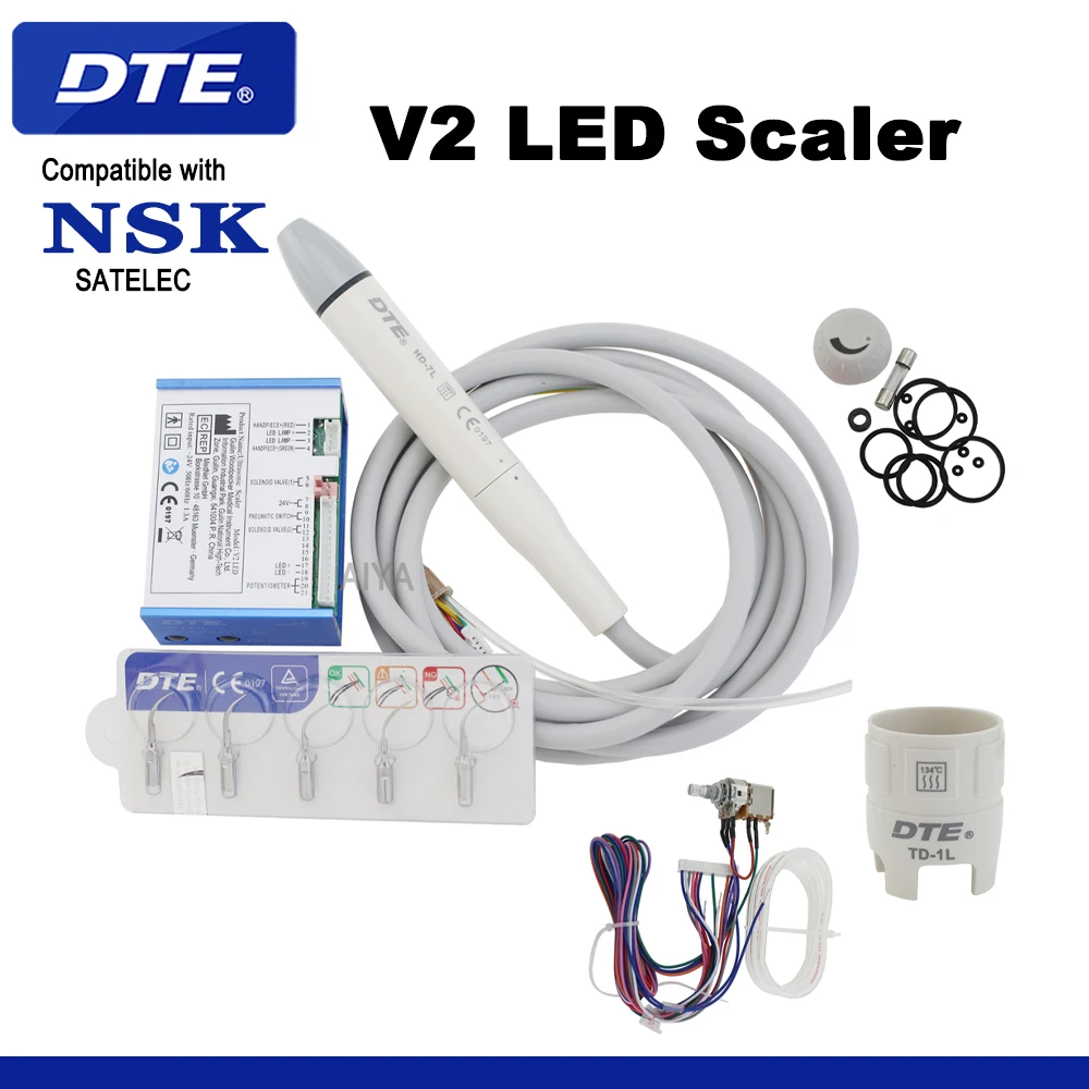 Woodpecker DTE Dental Ultrasonic Scaler Build In V2/V3 LED Handpiece Endo Scaler Tips Fit NSK SATELEC ACTEON Dentist Chair Unit