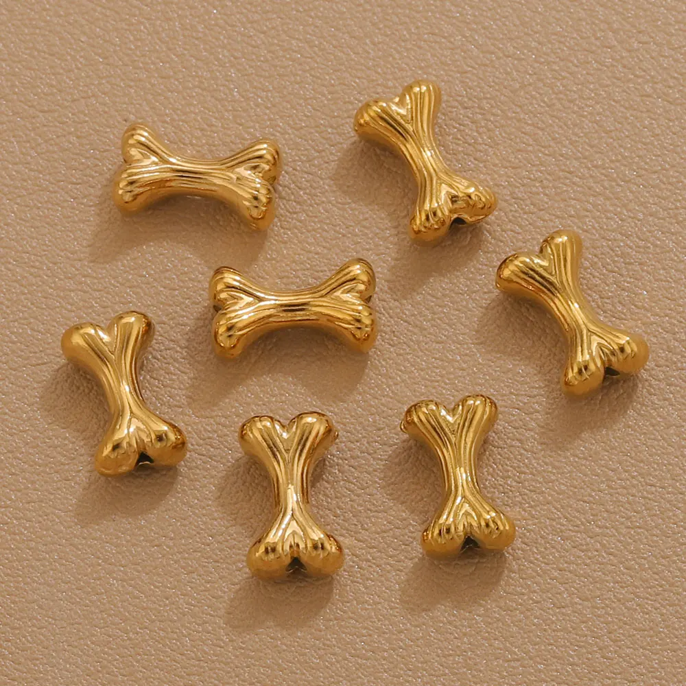 5pcs Stainless Steel Bone Sapcer Beads For Jewelry Making Bracelet Necklace Handmade Separators For Beads DIY Punk Loose Beads