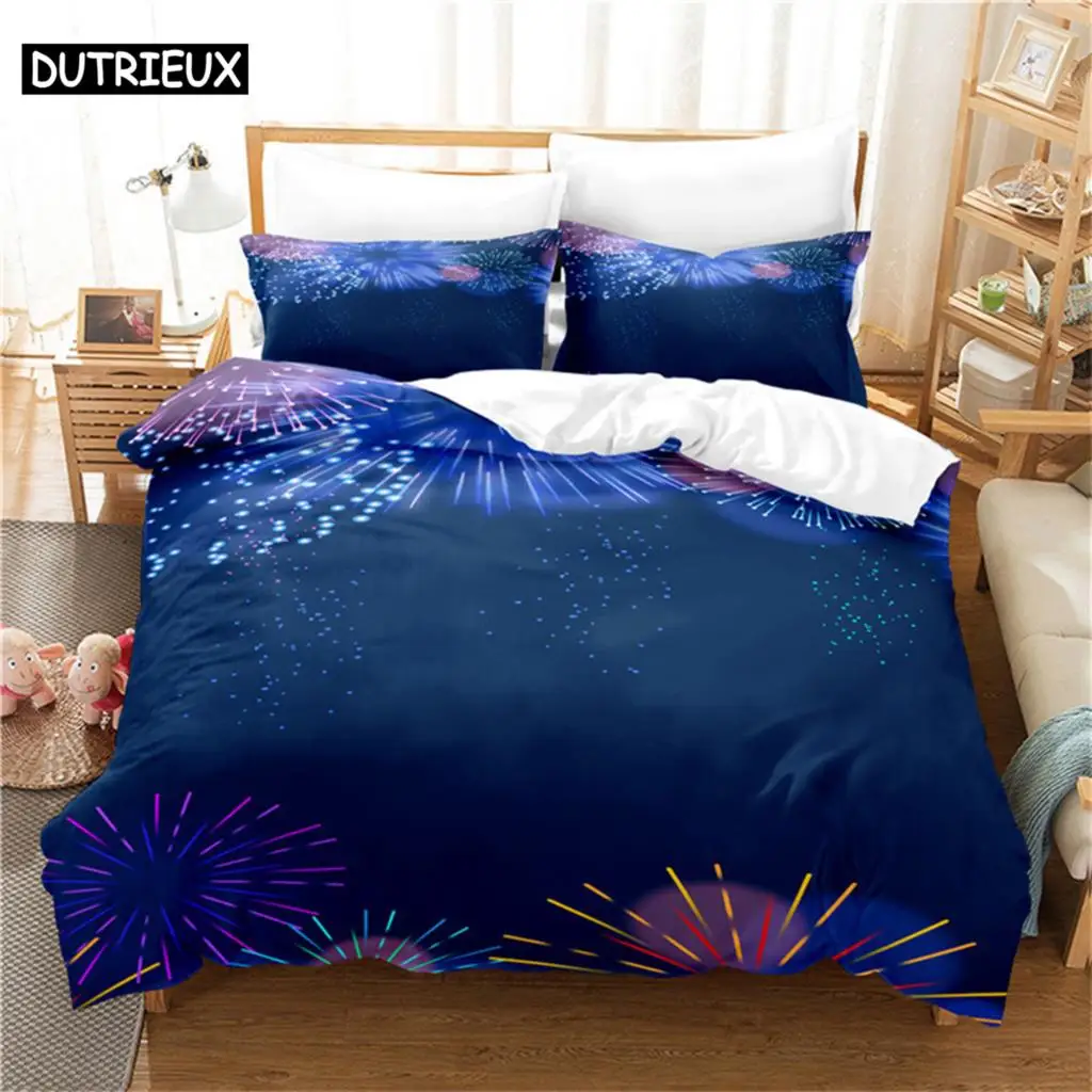 

Fireworks 3Pcs Bedding Sets 3D Digital Printing Custom Quilt Duvet Cover Set Home Queen King Quilt Pillowcase