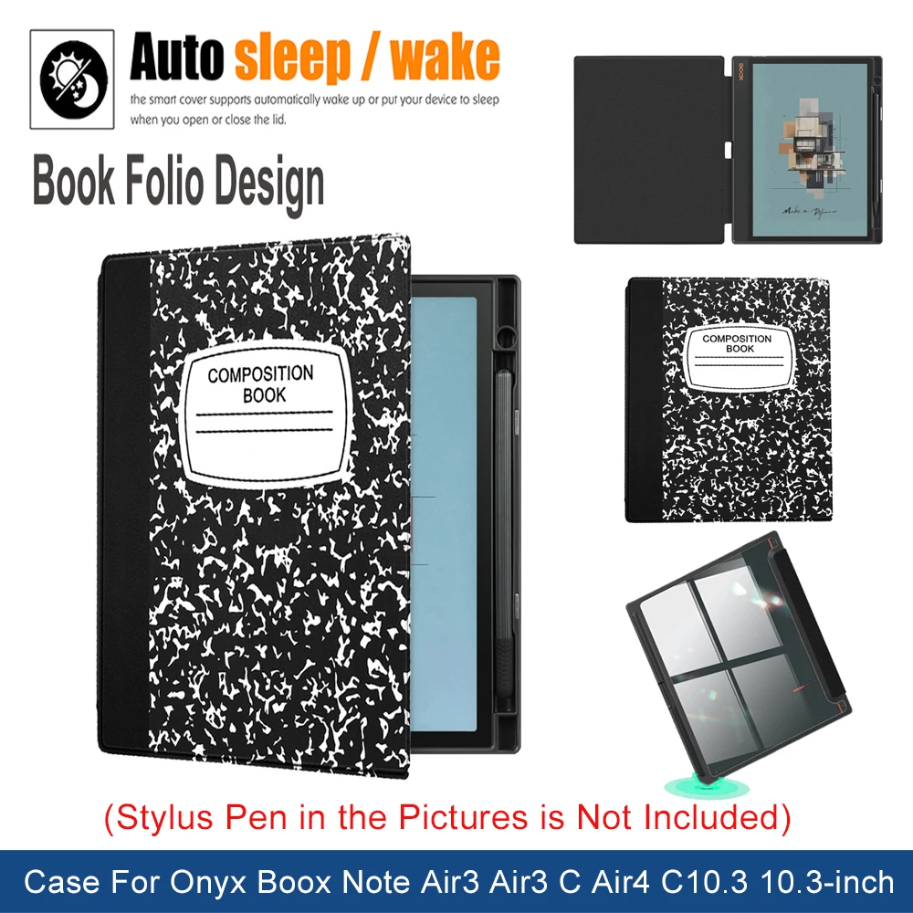 Funda trasera acrílica + TPU para Boox Note Air 4C 3C, Funda de encendido/apagado automático para Onyx Boox Note Air3 Air4 C10.3 ", Funda para libros electrónicos