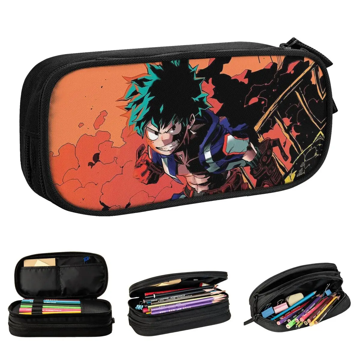 Estojos para lápis My Hero Academia, sacos criativos para estudantes, lápis cosméticos de grande capacidade para estudantes escolares