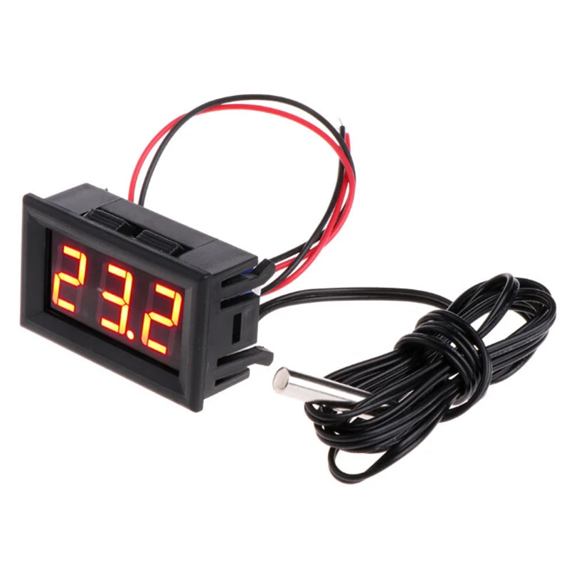 DC 5-12V LED Digital Display Temperature Panel Meter With 1-Meter Probe For Vehicle Engine Cooling System And Monitoring