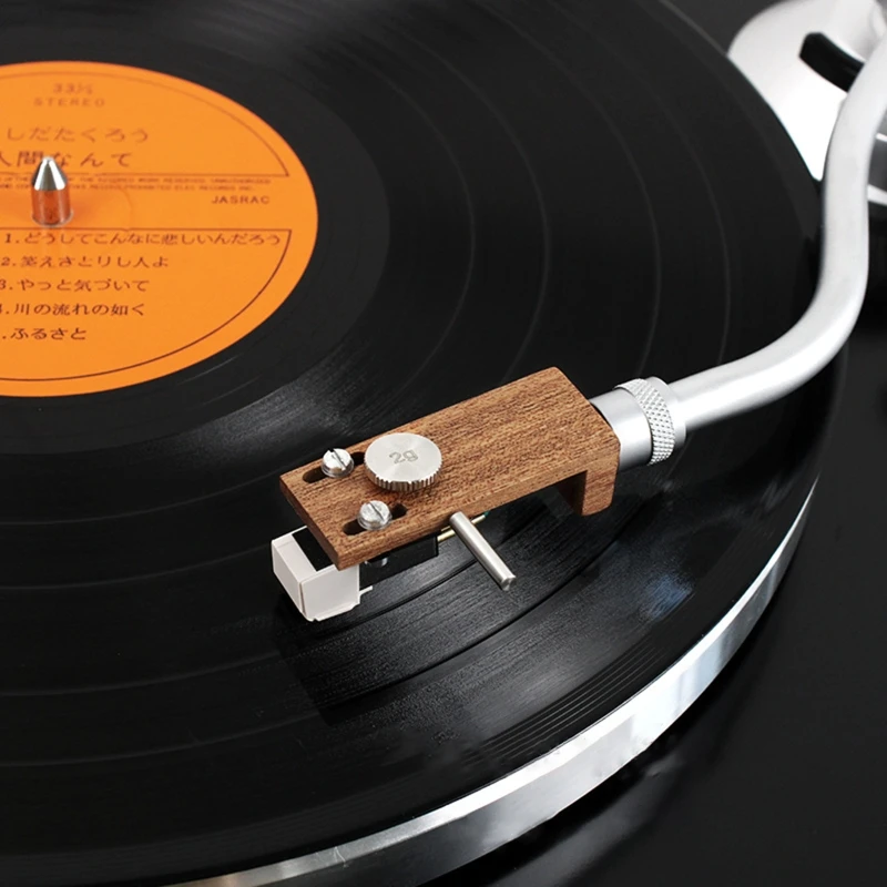 Headshell universal da mesa giratória da madeira de cerejeira de phono com fios de ligação, substituição da montagem do headshell da plataforma giratória de lp