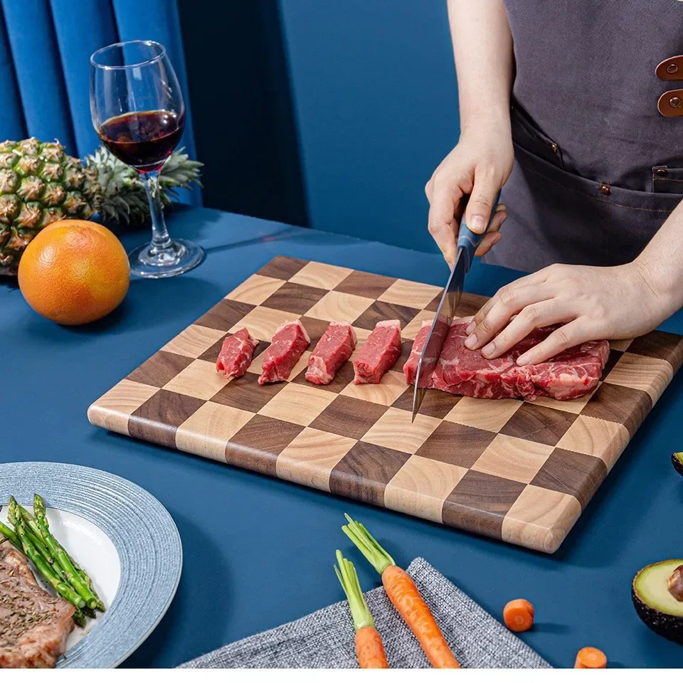 

Wooden cutting board cutting board grid solid wood splicing kitchen fruit chopping mosaic sticky board rolling pin