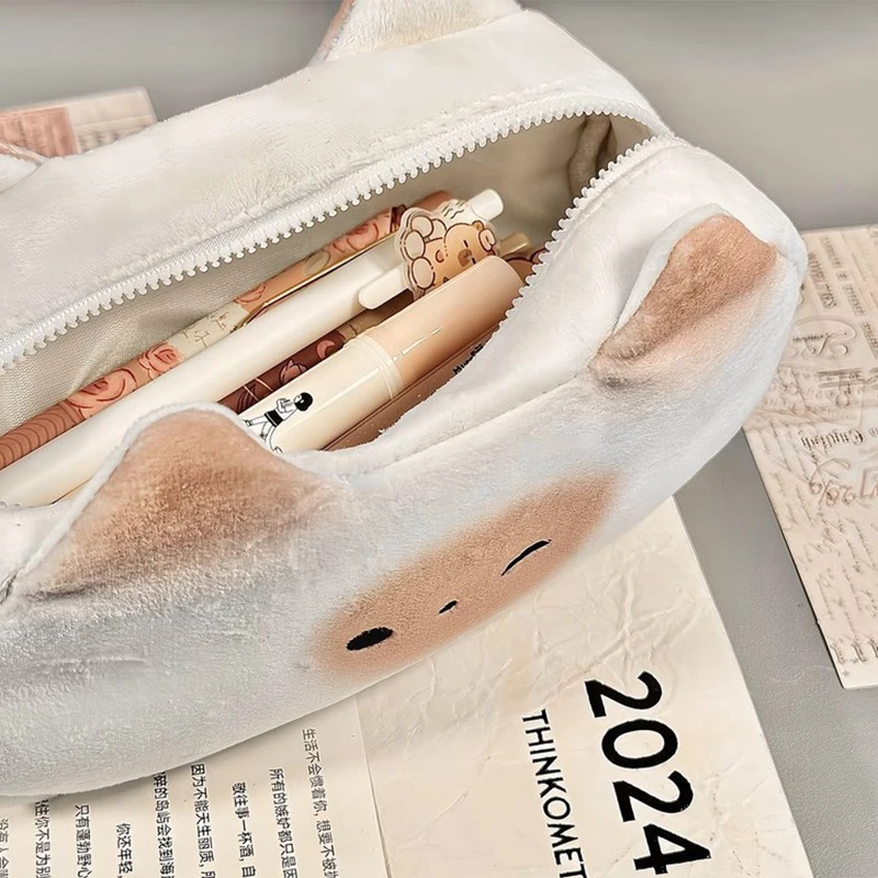 Japanese Cute Cartoon Toast Cat Kawaii Plush Pencil Bag Back To School Study Stationery School Supplies Pencil Cases Cute Bag