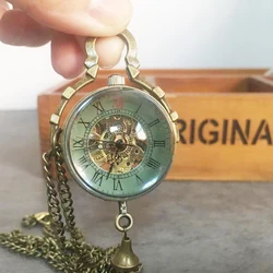 Transparent Eyeball Mechanical Pocket Watch with Chain Roman Numerals Pendant Necklace ladies watches 2023 Men Women Gifts