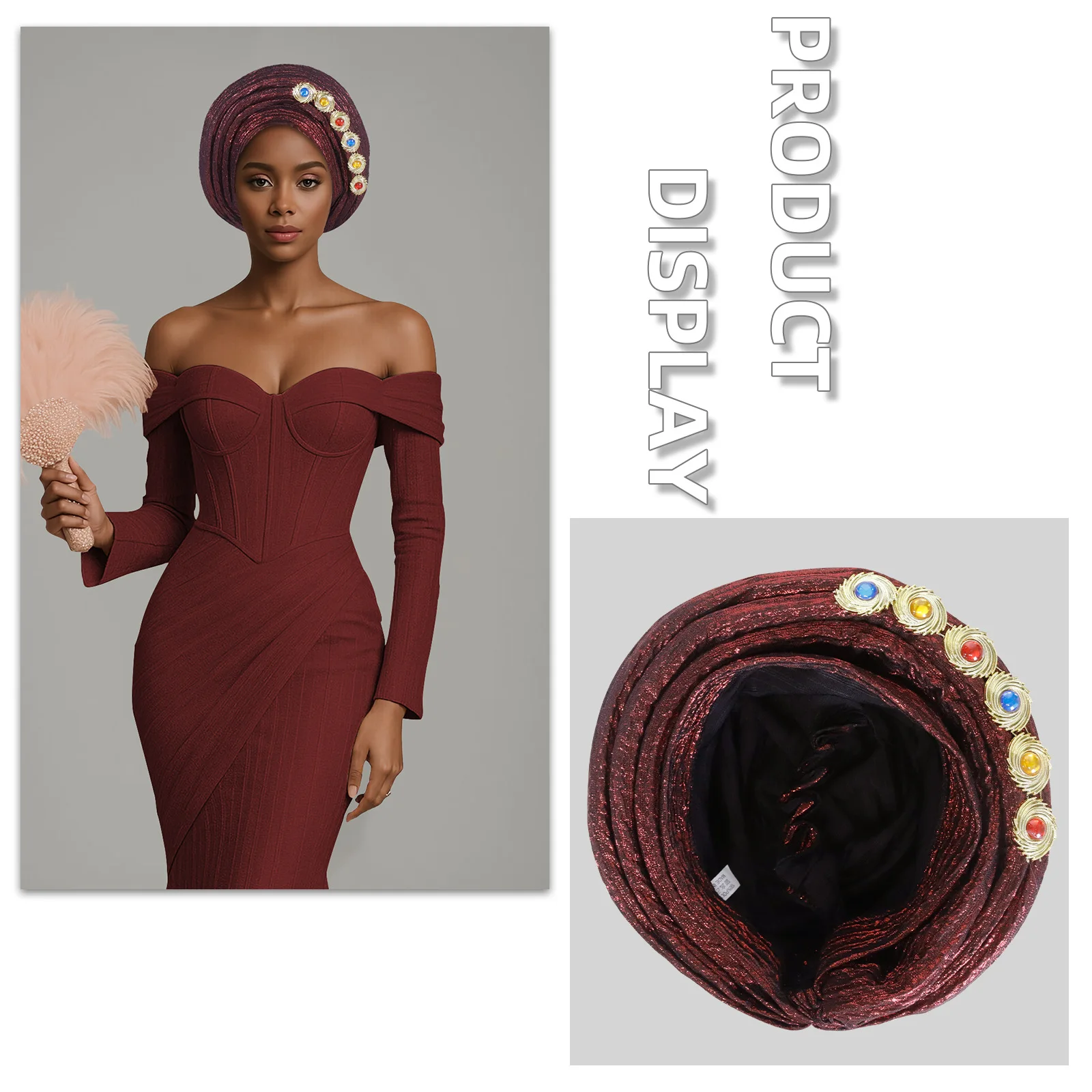 New Sponge African Headscarf Hat Turban Cap for Women Muslim Hijabs Head Wrap Bonnet Nigeria Wedding Party Auto Gele Headties