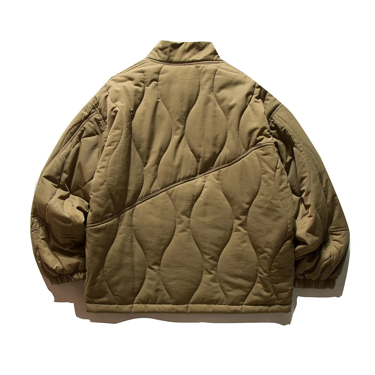 النمط الياباني شبكة الشعرية فضفاضة الياقة الدائمة جيب كبير سترة قطن نمط معطف الخبز للرجال #3