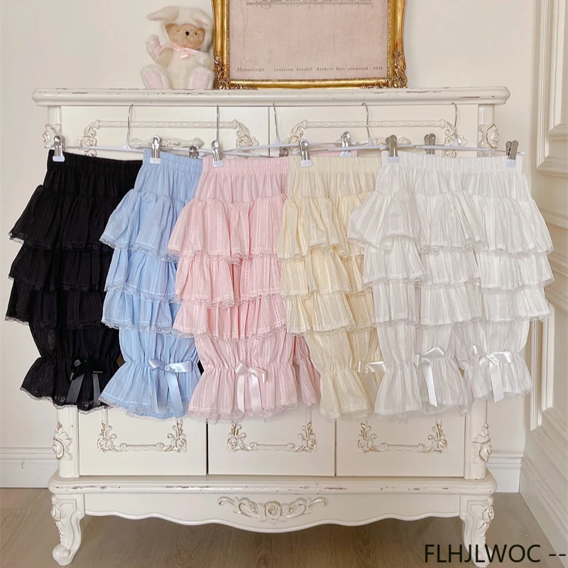 Bloomers in cotone di Halloween Lolita Style Girls Cute Sweet Japan Sexy Lace Date Princess Layer Puff Shorts Ruffles Pantaloni lanterna