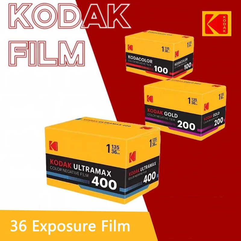 Rollo de película a color KODAK de 35 mm, 1/3/5 rollos, 36 exposiciones por rollo, ColorPlus 200/UltraMax 400/Gold 200 para cámara de película 135, paquete nuevo
