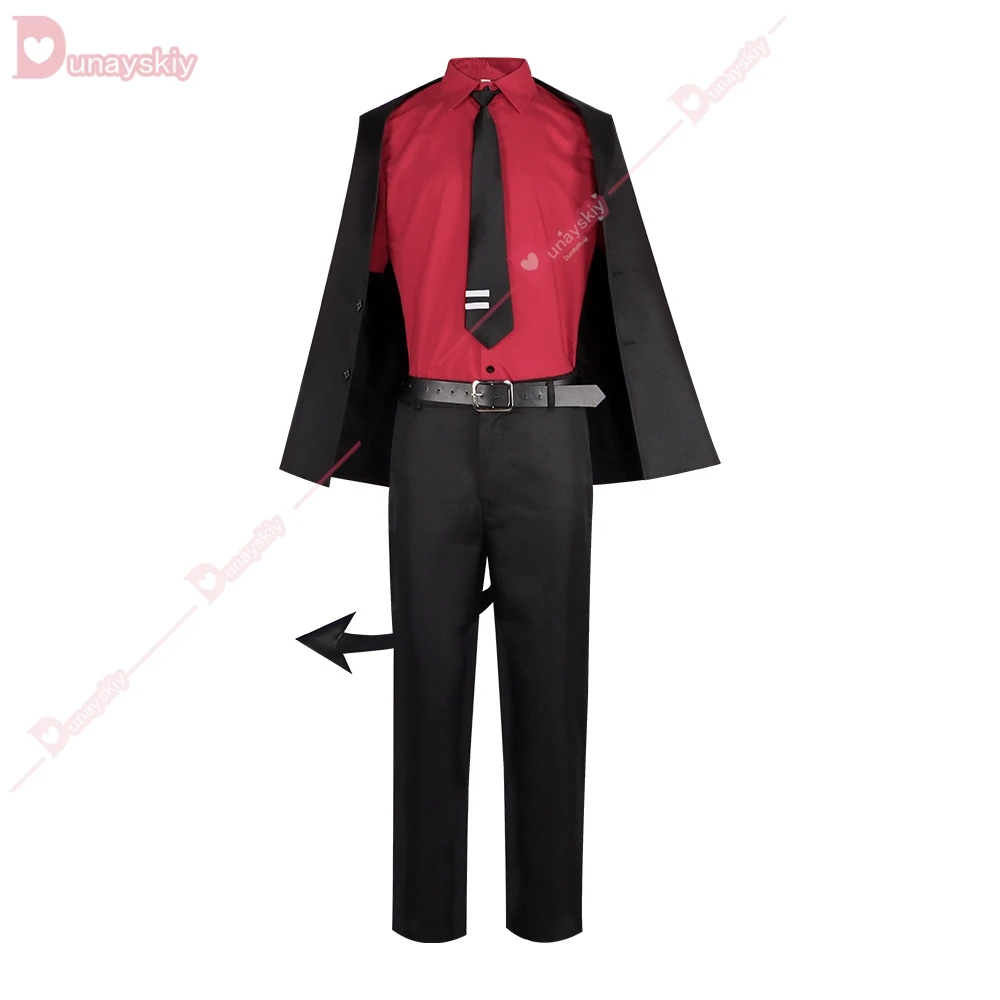 Costume Cosplay The Awesome Demon pour Homme et Femme, Jeu Helltaker, Uniforme Justice, Perruque, Chemise, Pantalon, Queue Trempée, Tenue de ix