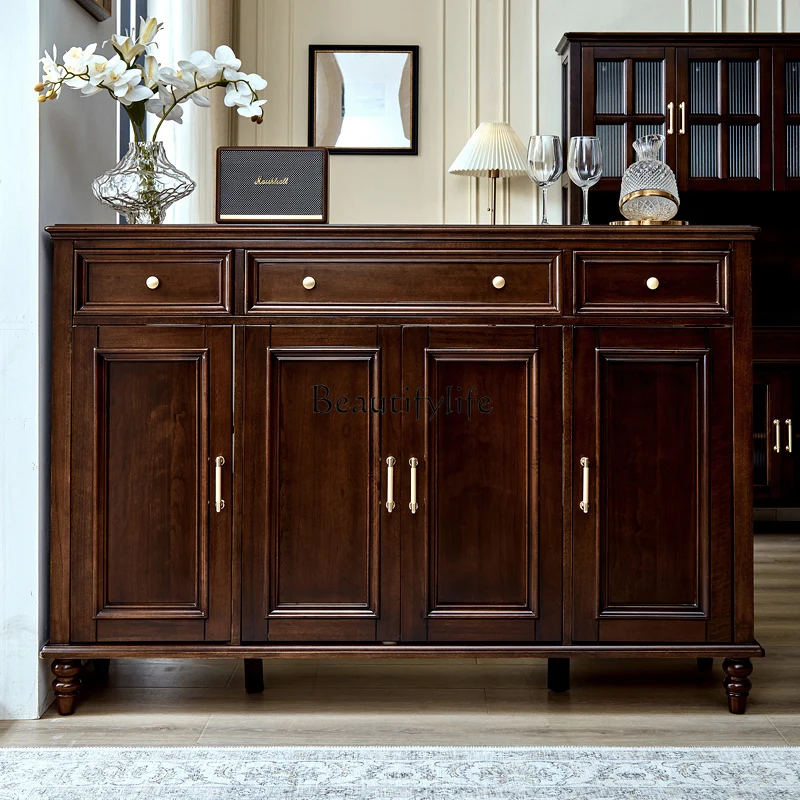 

American retro pure solid wood partition cabinet double-sided living room storage multi-functional entrance shoe cabinet
