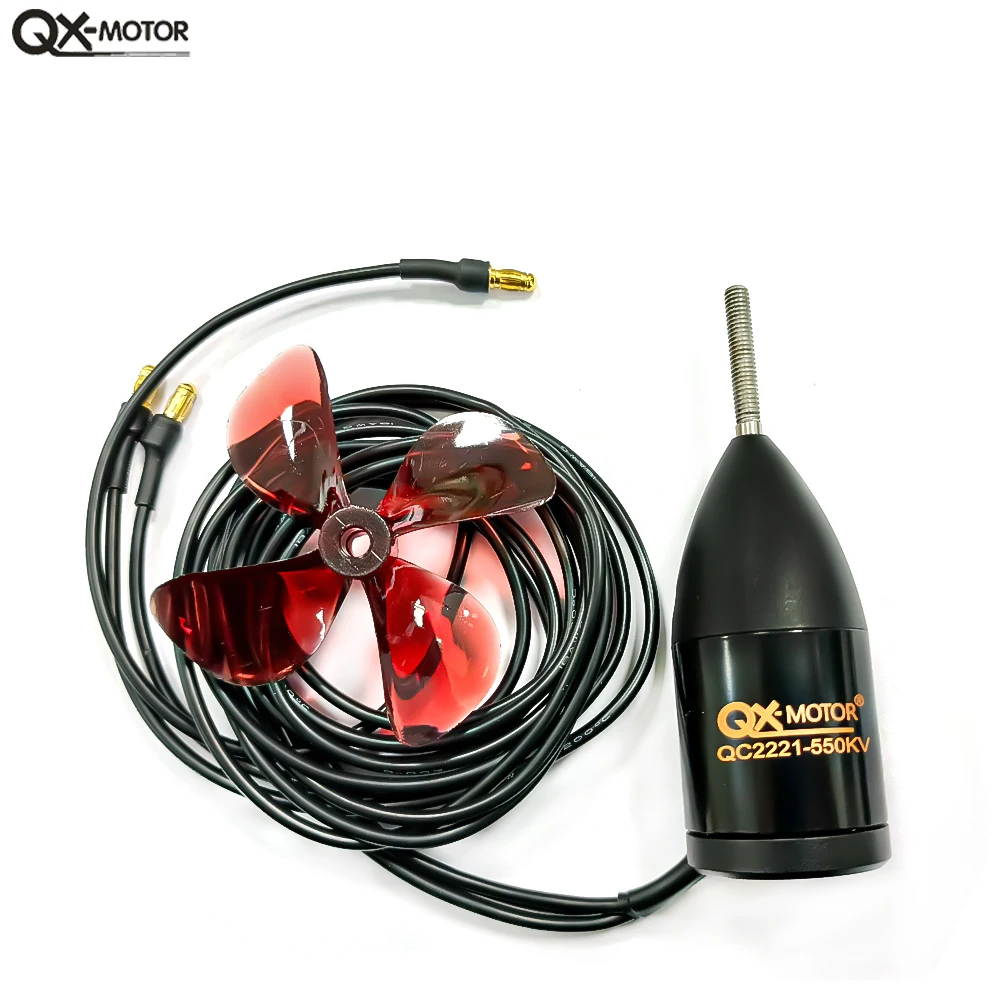 

QX-MOTOR QC2221 Водонепроницаемый подводный пропульсион 380KV 550KV Бесщеточный двигатель используется 50A ESC для радиоуправляемой модели лодки с рыболовной приманкой