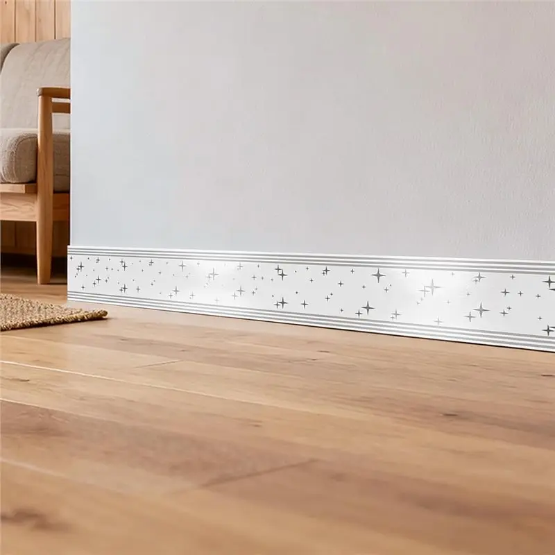 CYCLI-PVC Foam Waterproof Self-Adhesive Peel And Stick Wallpaper Borders 4 Rolls, 3.93 Inch X 16.4 Ft(65.6 Feet) Wall Base