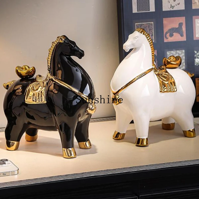 Ceramic lucky boss office living room desktop ornament high-end home decoration opening gift