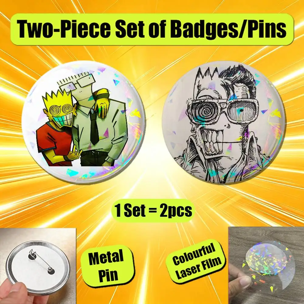 For Allroy Milo Descendents ALL Badge Pin Insignia 2 Pcs Set Round Button Emblem Laser Film Clothes 32mm Custom