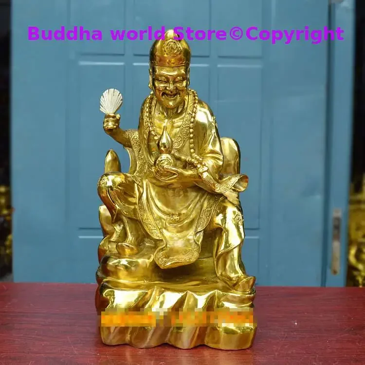 Large Dragon subduing arhat buddha God statue Buddha Hall worship The Legend of Crazy Monk JI GONG golden copper Statue