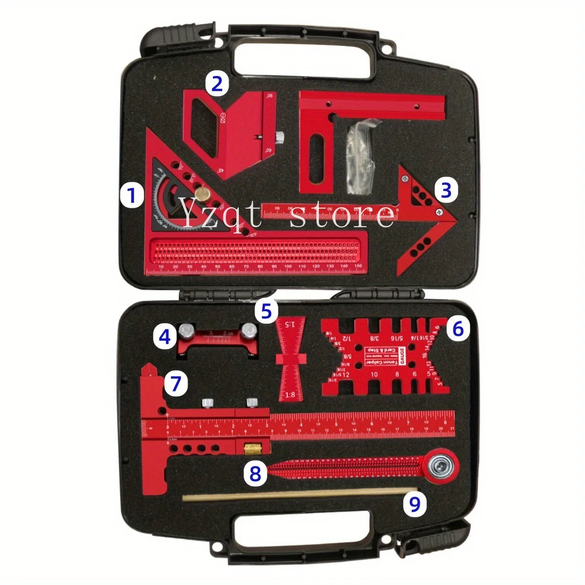 Woodworking Measuring Tool Kit with Storage Box 10-piece Set Project Planning Layout Plank Splicing Auxiliary Kit
