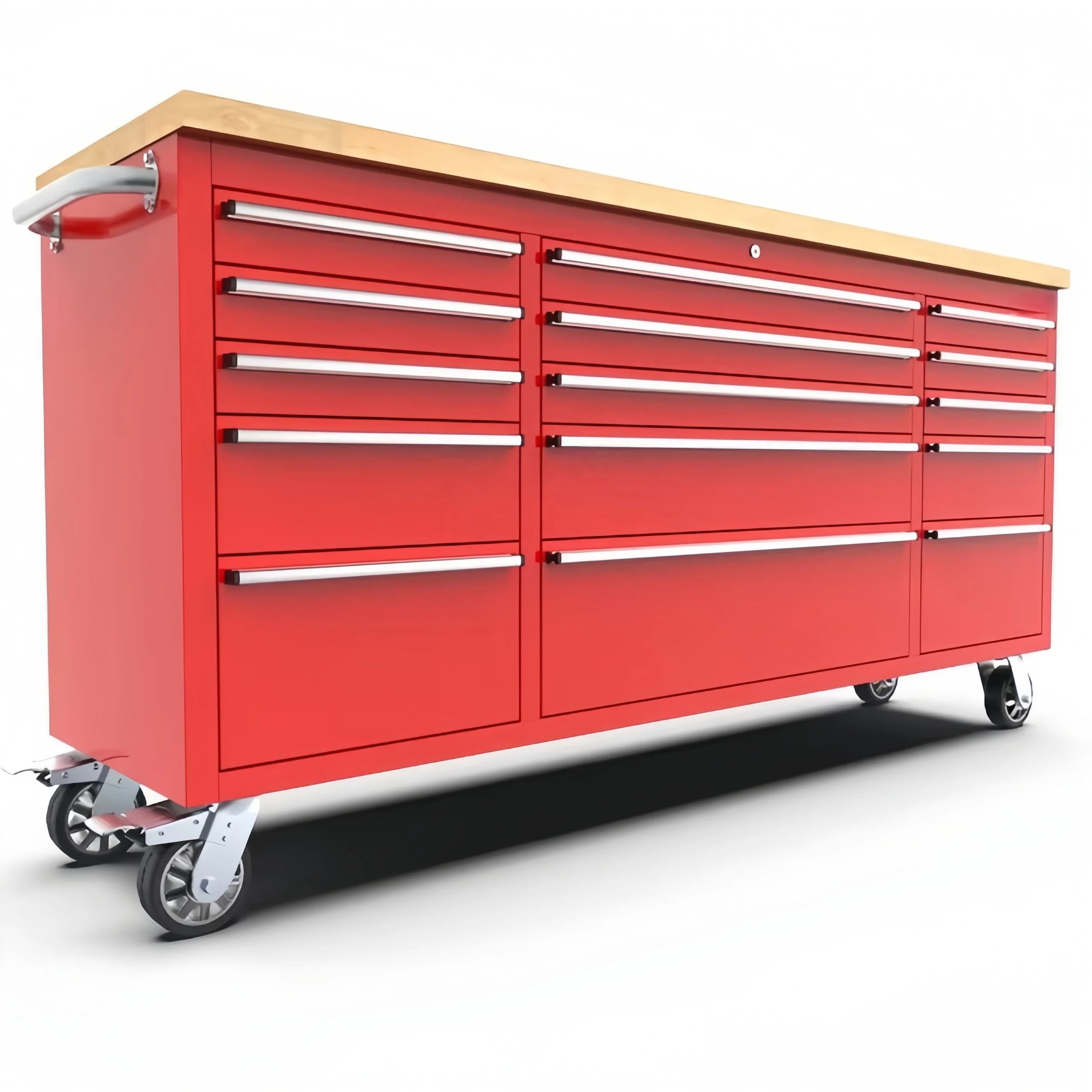 Red Coated 72 Inch Heavy Stainless Steel Trolley Tool Chest ToolBox Tool Cabinet with 15 Drawers for Garden Garage Workshop