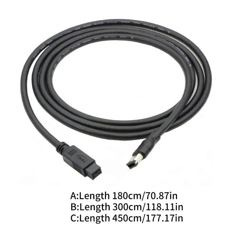 Firewire IEEE 1394 Adapter Cable 6 Pin to 9Pin Plug Cable for Connecting Printers Scanners Hard Drive