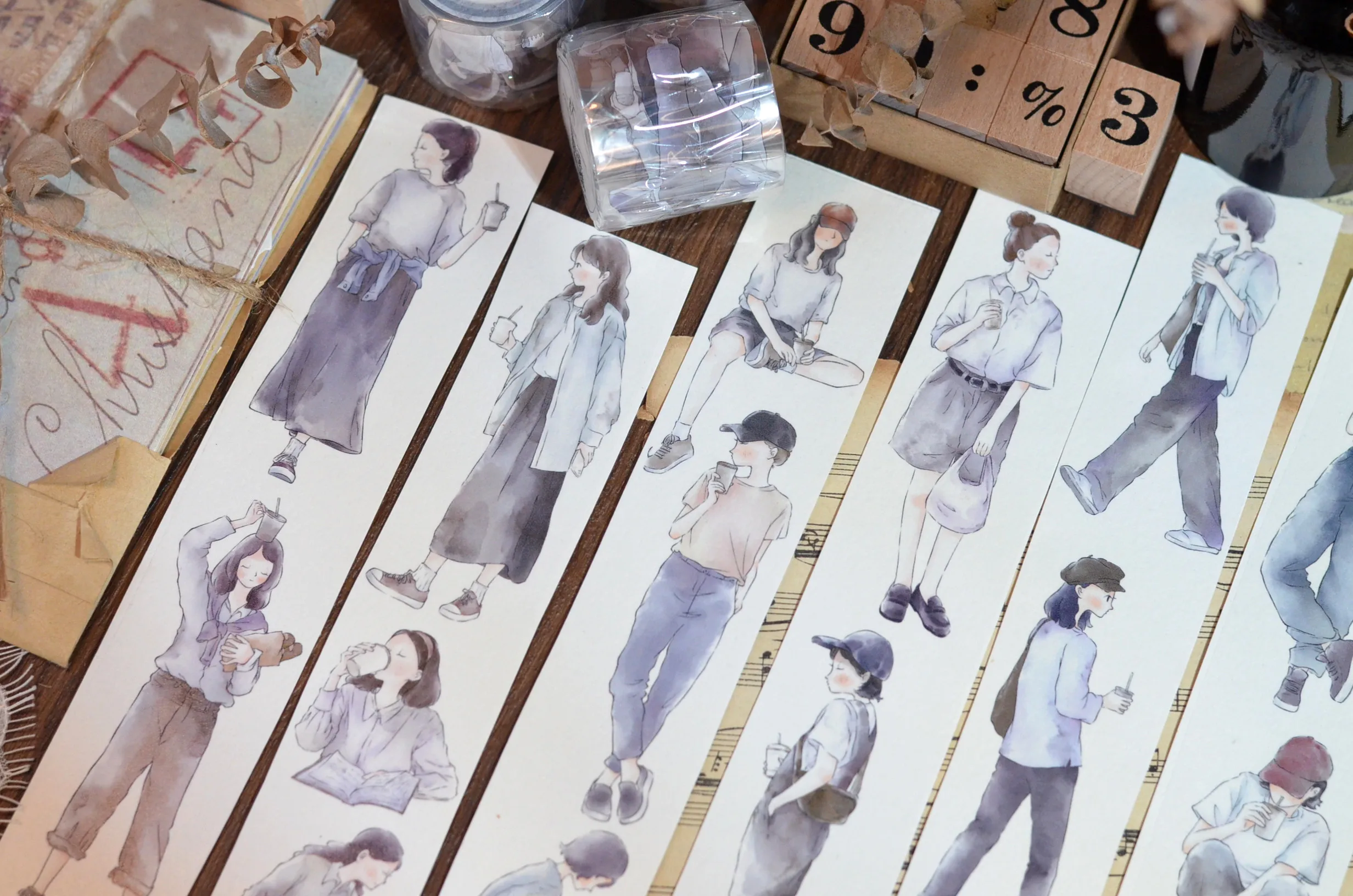 

Vintage Simple Figure Washi / PET Masking Tapes Journaling DIY Scrapbook Sticker Cool Girl Notebook Decorative Material 4cm*6M