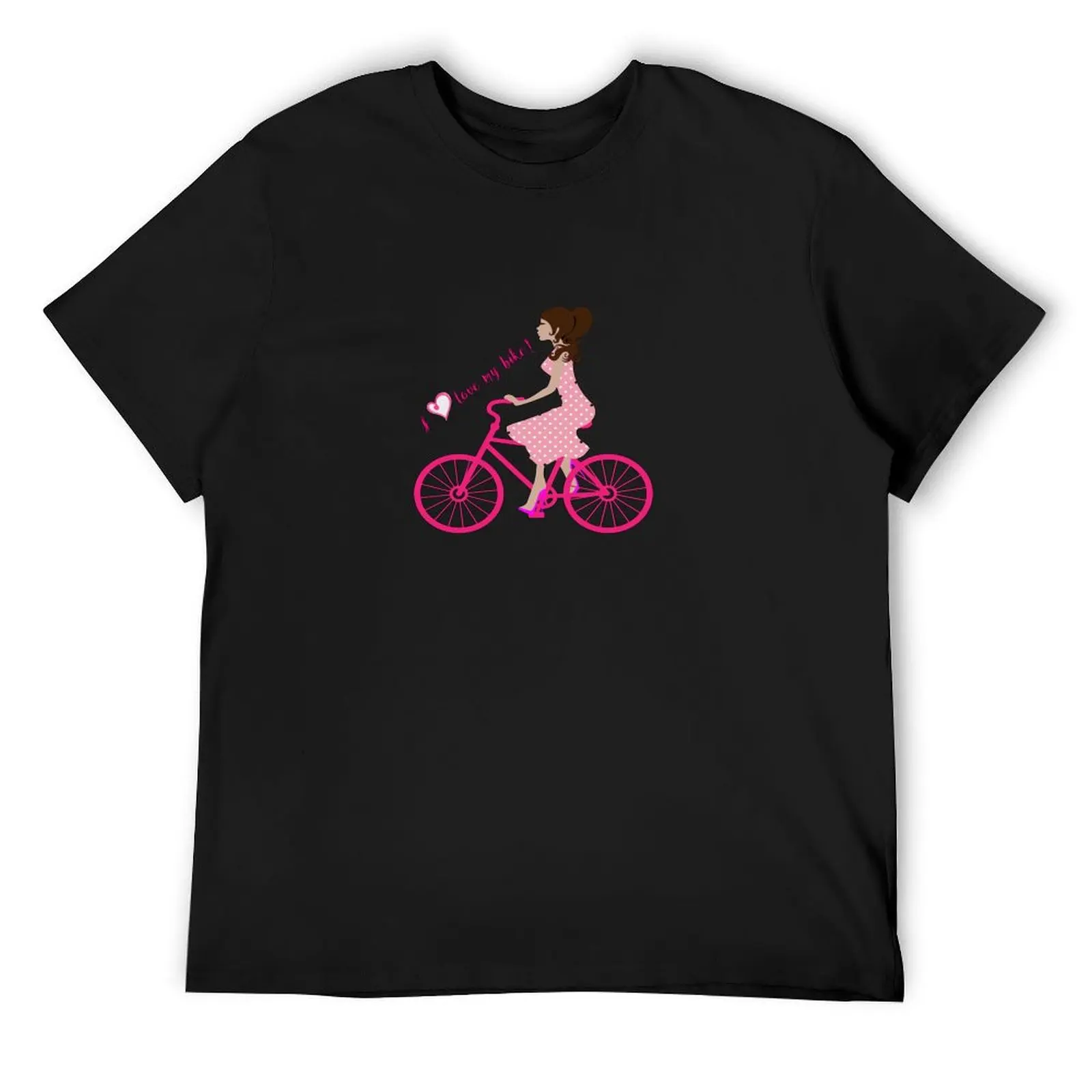 

I love my bike I love my bike Woman girl pink T-Shirt vintage Luxury man graphics Men's cotton t-shirt