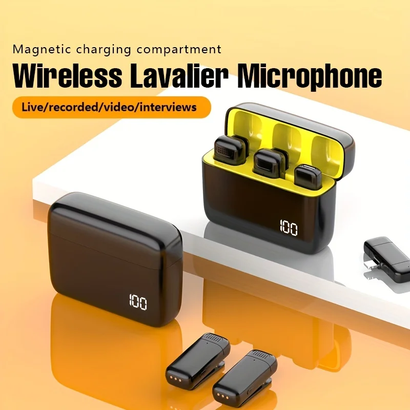 Professional Wireless Lavalier Microphone For IPhone, Android With Charging Case For Video Recording, Interview-Noise Reduction