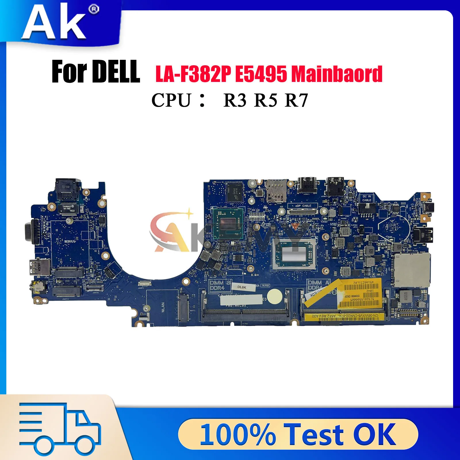 

LA-F382P материнская плата для DELL Latitude E5495 5495 с процессором R3 R5 R7 CN-06WXV8 0RWXV8 RWXV8 100% полностью протестирована