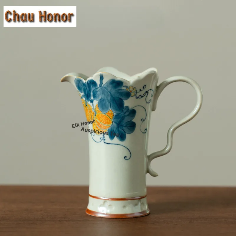 

140ml Hand-painted Pumpkin Tea Pitcher Pour Tea Cha Hai Dispenser Justice Cup Oolong Tea Fair Mug Chinese Tea Set Gift Supplies