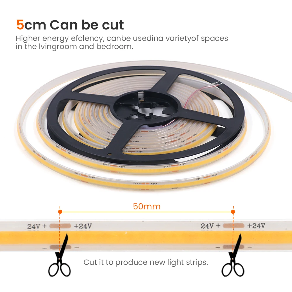 IP68 impermeabile COB LED Strip Light 12V 24V nastro flessibile FOB Light 320LEDs/m illuminazione lineare ad alta densità ad alta luminosità 10m 20m