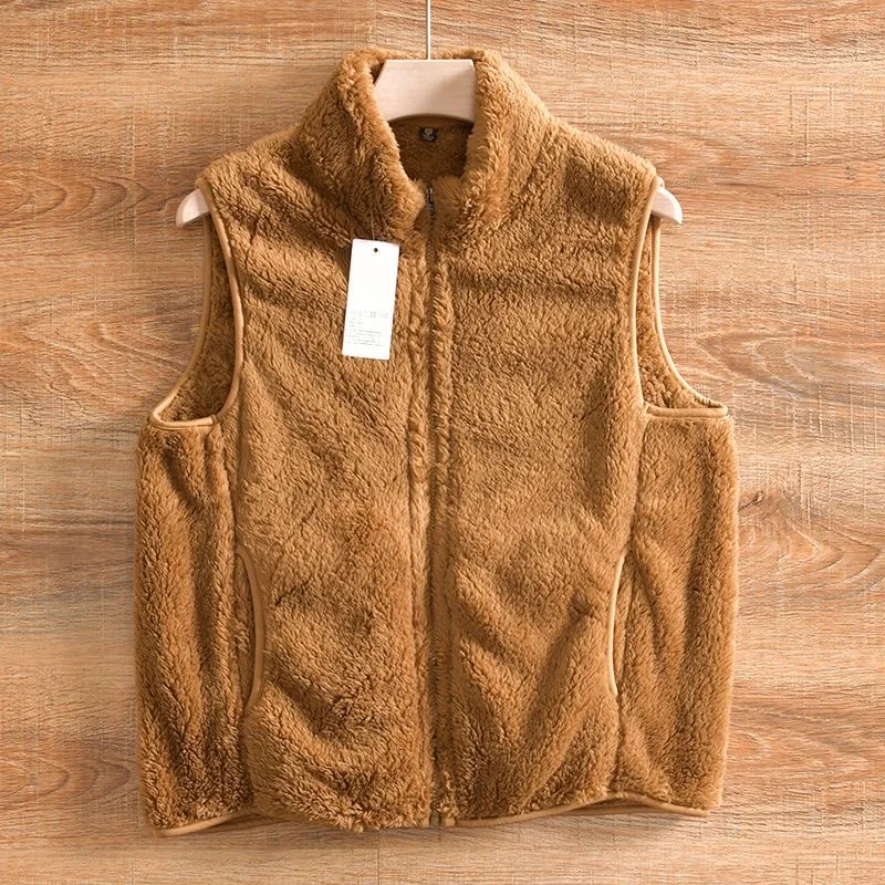 

ex Coral Fce Stand Collar Jaet Comfortable Warm Vest Faion Urban Sle Thiened Winter Coat Youth Busin Casual