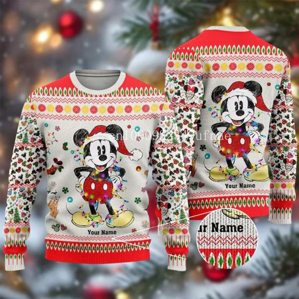 2025Disney  Christmas Sweater Men's Womens 3d Ugly Sweater Mickey Ugly Christmas Sweater Anime Xmas Gifts Sweater