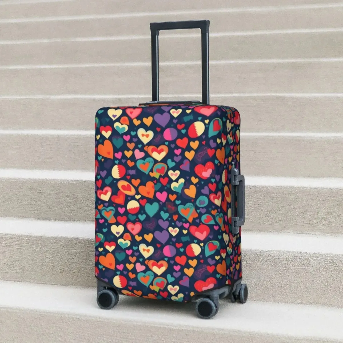 

Красочный чехол для чемодана в форме сердца с геометрическим рисунком Love Fun, аксессуары для багажа, защита бизнеса