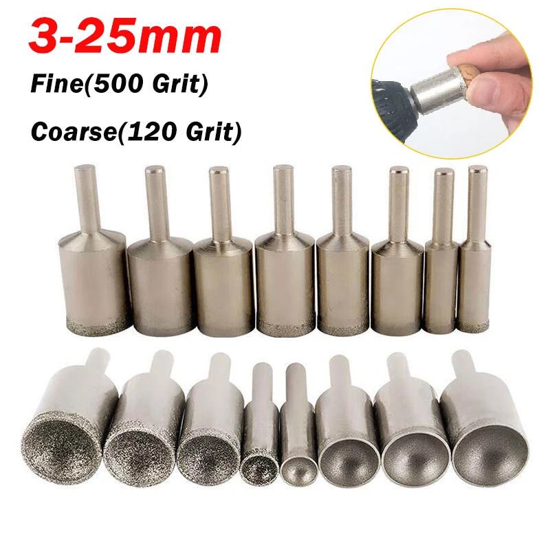 Diamond Burr Jade Round Beads Polishing Grinding Head 3-25mm Diamond Spherical Concave Head Grinding Bit For Rotary Tool